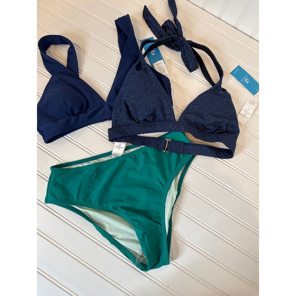 NWT Cupshe LOT OF 3 Bikinis SET - Cut Out Top & Cheeky Bottom Swim Bundle Sz S